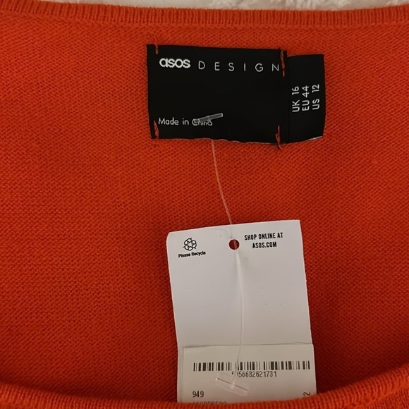 NWT ASOS Design Knit Ruffle corset lightweight sweater in coral. Women’s 12. - Picture 6 of 8